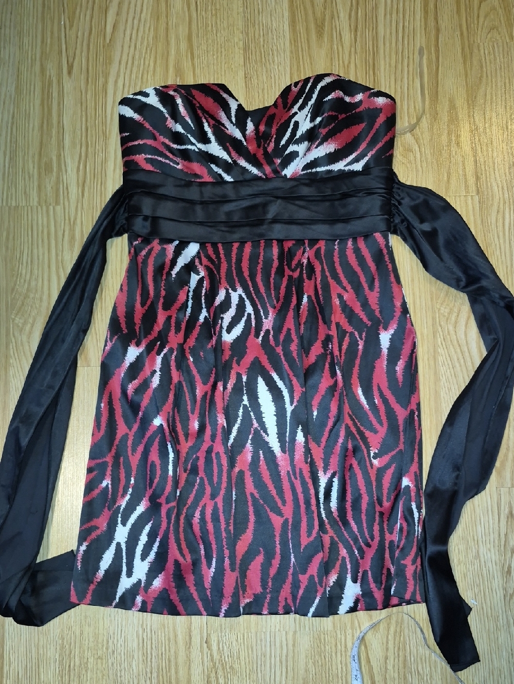 Trixxi Strapless Pink, Black & White Animal-Print Cocktail Dress Size 7